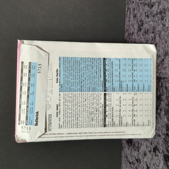 Butterick 5713 Unused Baby Patterns Sizes NB, S, M. - Picture 2 of 3